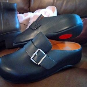 New Navy Leather Mule